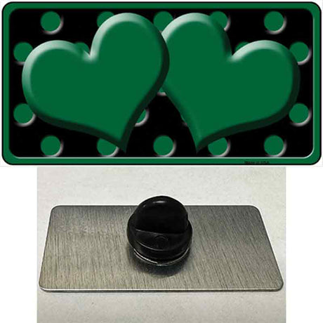 Green Black Polka Dot Green Center Hearts Novelty Metal Hat Pin