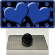 Blue Black Polka Dot Blue Center Hearts Novelty Metal Hat Pin