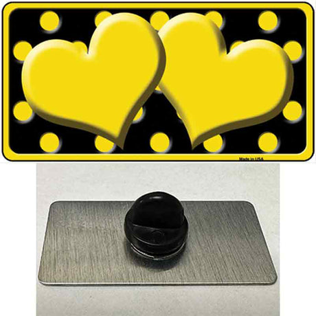 Yellow Black Polka Dot Yellow Center Hearts Novelty Metal Hat Pin