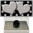 Grey Black Polka Dot Grey Center Hearts Novelty Metal Hat Pin