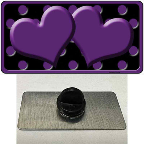 Purple Black Polka Dot Purple Center Hearts Novelty Metal Hat Pin