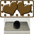 Brown White Polka Dot Brown Centered Hearts Novelty Metal Hat Pin