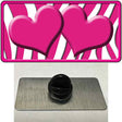 Hot Pink White Zebra Hot Pink Centered Hearts Novelty Metal Hat Pin