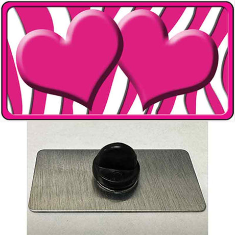 Hot Pink White Zebra Hot Pink Centered Hearts Novelty Metal Hat Pin