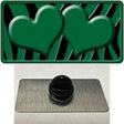 Green Black Zebra Green Centered Hearts Novelty Metal Hat Pin