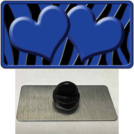 Blue Black Zebra Blue Centered Hearts Novelty Metal Hat Pin