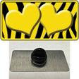 Yellow Black Zebra Yellow Centered Hearts Novelty Metal Hat Pin