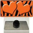 Orange Black Zebra Orange Centered Hearts Novelty Metal Hat Pin