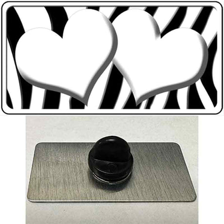 White Black Zebra Red Centered Hearts Novelty Metal Hat Pin