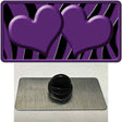 Purple Black Zebra Purple Centered Hearts Novelty Metal Hat Pin