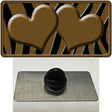 Brown Black Zebra Brown Centered Hearts Novelty Metal Hat Pin