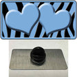 Light Blue Black Zebra Light Blue Centered Hearts Novelty Metal Hat Pin