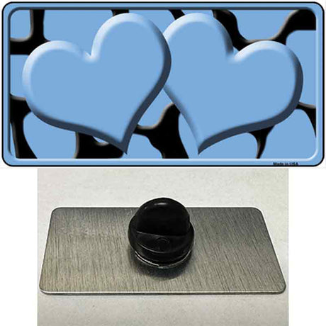 Light Blue Black Giraffe Light Blue Centered Hearts Novelty Metal Hat Pin