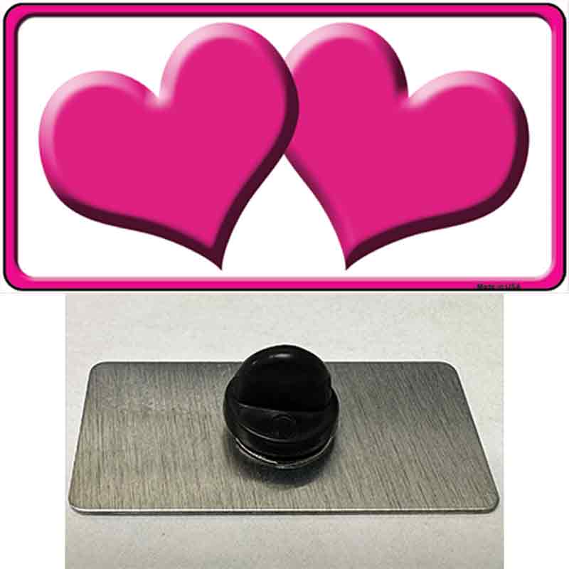 Solid Pink Centered Hearts White Novelty Metal Hat Pin