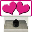 Solid Pink Centered Hearts White Novelty Metal Hat Pin