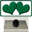 Solid Green Centered Hearts White Novelty Metal Hat Pin