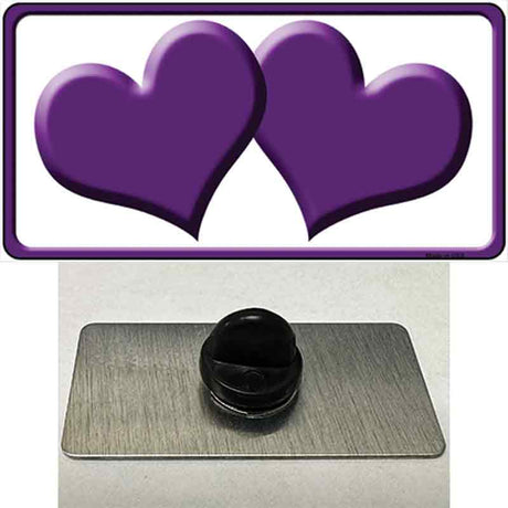 Solid Purple Centered Hearts White Novelty Metal Hat Pin