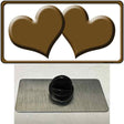 Solid Brown Centered Hearts White Novelty Metal Hat Pin