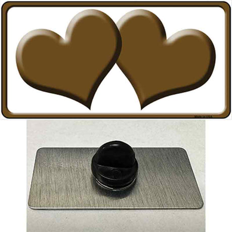 Solid Brown Centered Hearts White Novelty Metal Hat Pin