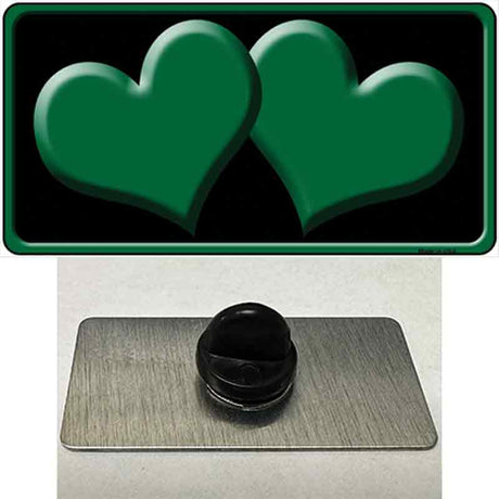 Solid Green Centered Hearts Black Novelty Metal Hat Pin