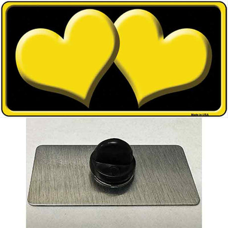 Solid Yellow Centered Hearts Black Novelty Metal Hat Pin