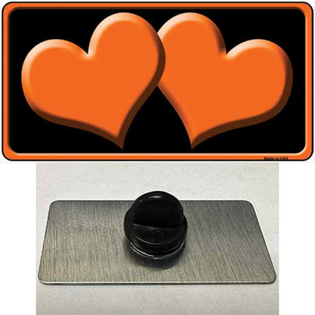 Solid Orange Centered Hearts Black Novelty Metal Hat Pin