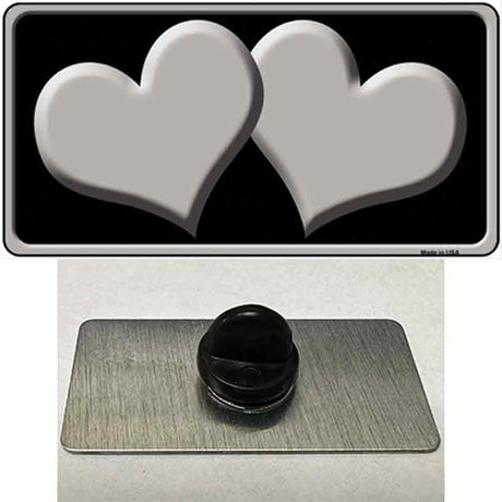 Solid Grey Centered Hearts Black Novelty Metal Hat Pin