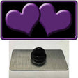 Solid Purple Centered Hearts Black Novelty Metal Hat Pin