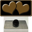 Solid Brown Centered Hearts Black Novelty Metal Hat Pin