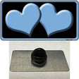 Solid Light Blue Centered Hearts Black Novelty Metal Hat Pin