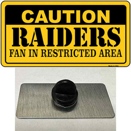 Caution Raiders Novelty Metal Hat Pin