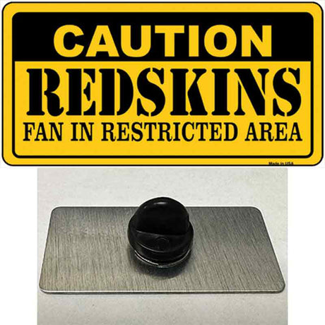 Caution Redskins Novelty Metal Hat Pin