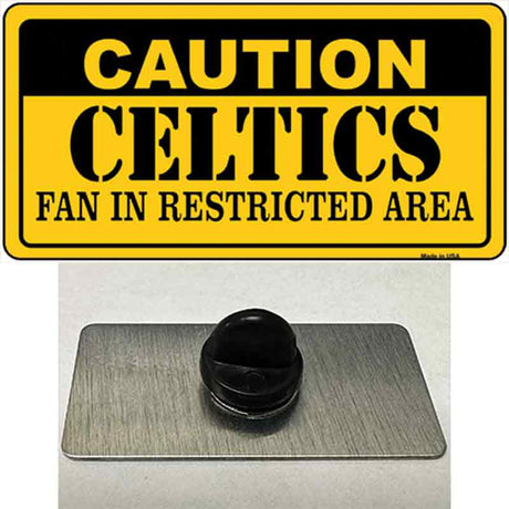 Caution Celtics Fan Novelty Metal Hat Pin