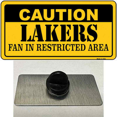 Caution Lakers Fan Novelty Metal Hat Pin