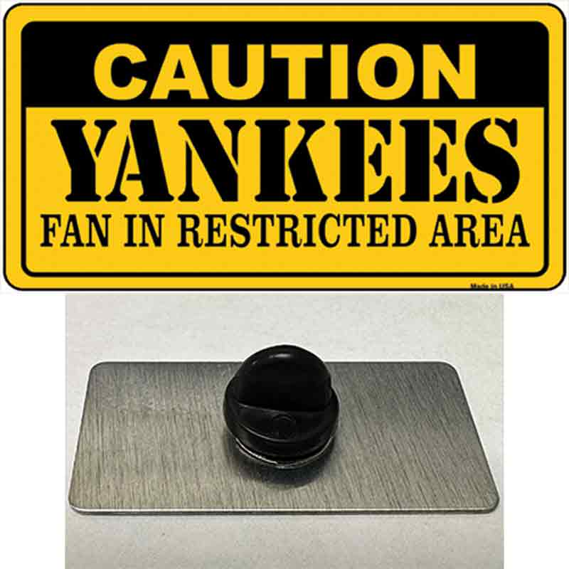 Caution Yankees Fan Novelty Metal Hat Pin