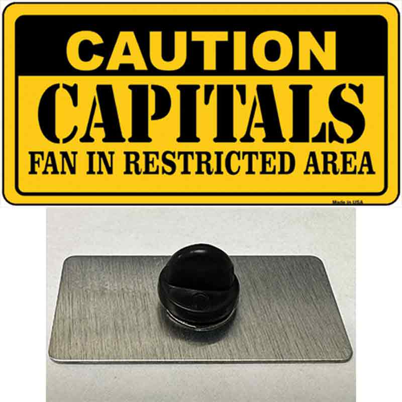 Caution Capitals Novelty Metal Hat Pin