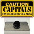 Caution Capitals Novelty Metal Hat Pin