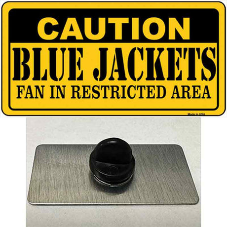 Caution Blue Jackets Novelty Metal Hat Pin