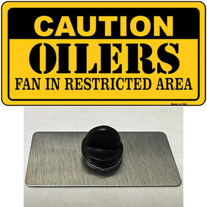 Caution Oilers Novelty Metal Hat Pin