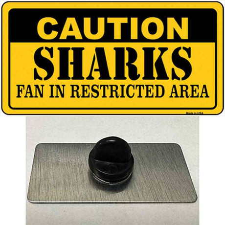 Caution Sharks Novelty Metal Hat Pin