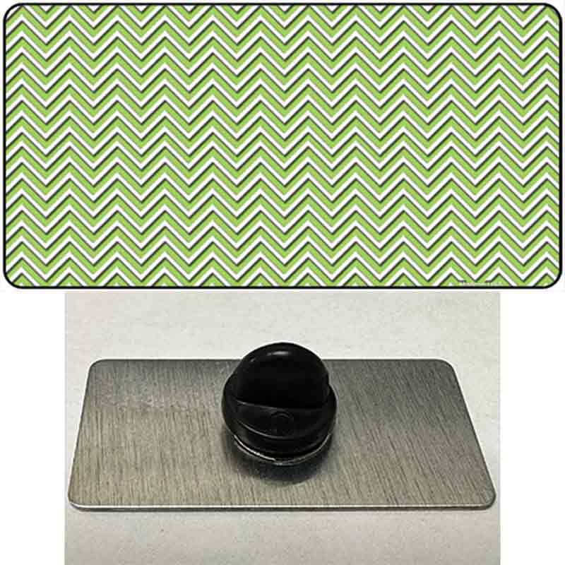 Lime Green White Chevron Novelty Metal Hat Pin
