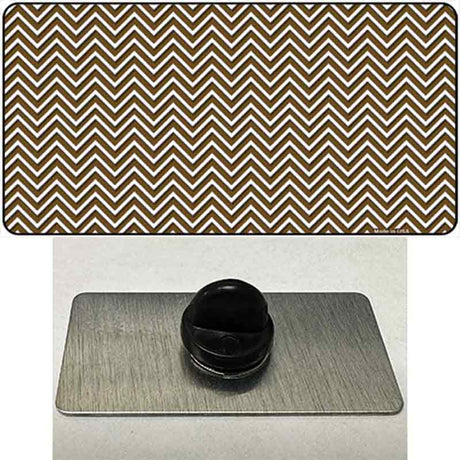 Brown White Chevron Novelty Metal Hat Pin