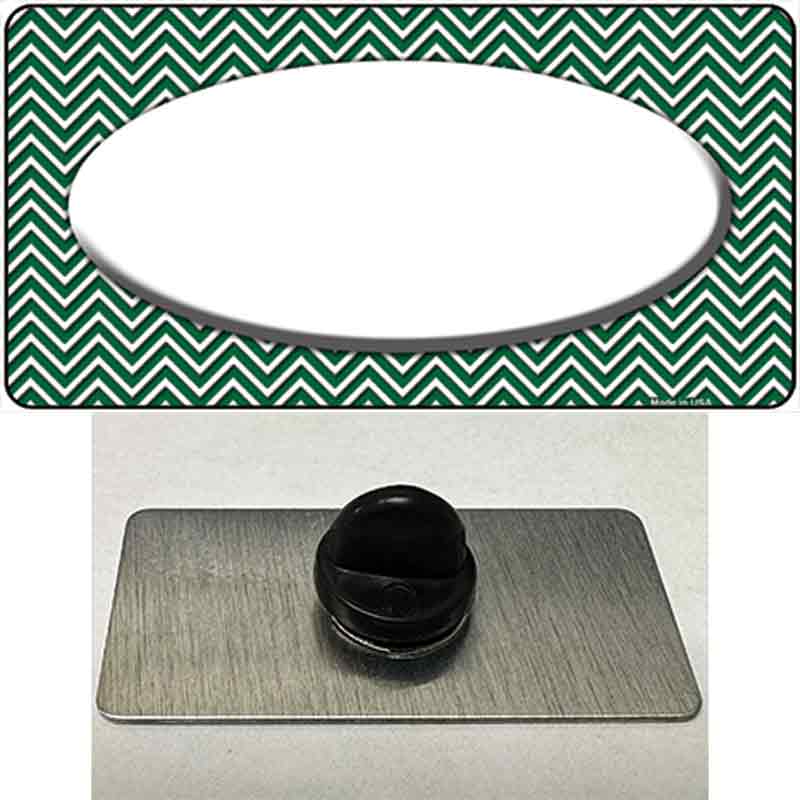 Green White Chevon White Center Oval Novelty Metal Hat Pin