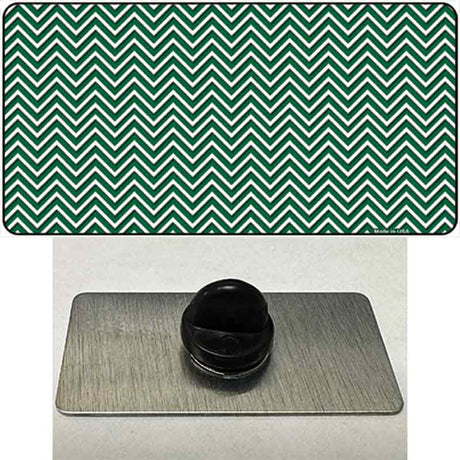 Green White Chevron Novelty Metal Hat Pin