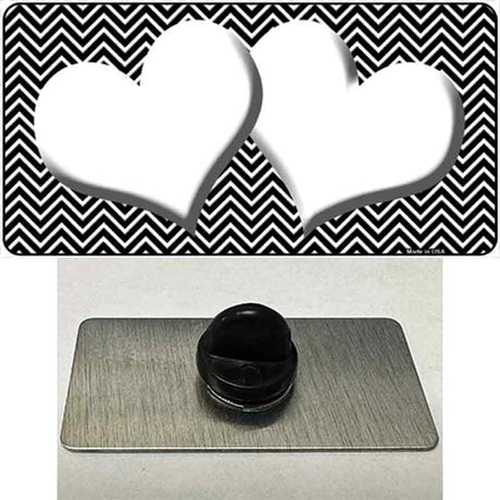 Black White Chevron White Center Hearts Novelty Metal Hat Pin