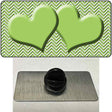 Lime Green White Chevron Lime Green Center Hearts Novelty Metal Hat Pin