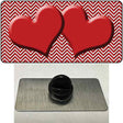 Red White Chevron Red Center Hearts Novelty Metal Hat Pin