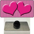 Pink White Chevron Pink Center Hearts Novelty Metal Hat Pin