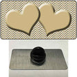 Gold White Chevron Gold Center Hearts Novelty Metal Hat Pin