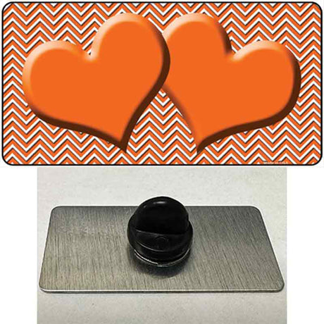 Orange White Chevron Orange Center Hearts Novelty Metal Hat Pin